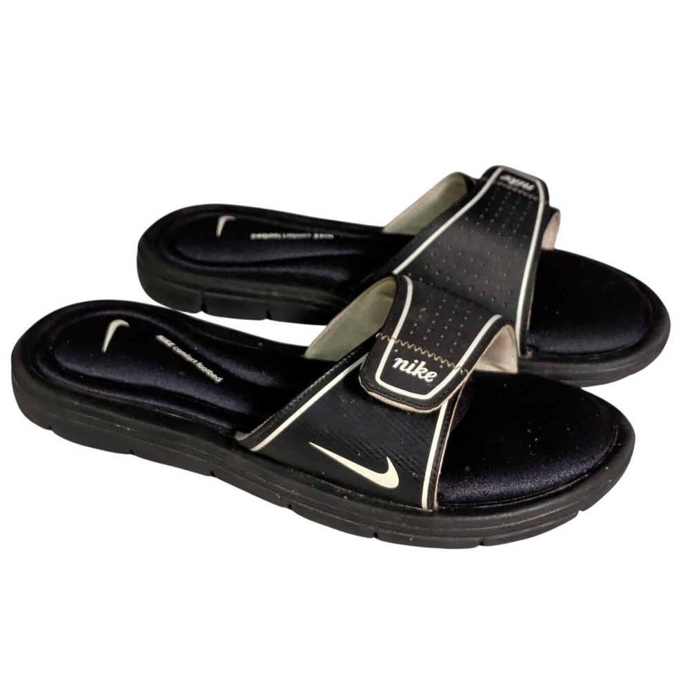 Nike Womens Comfort Footbed Slide Sandals Womens Size 8 Black White Athleisure